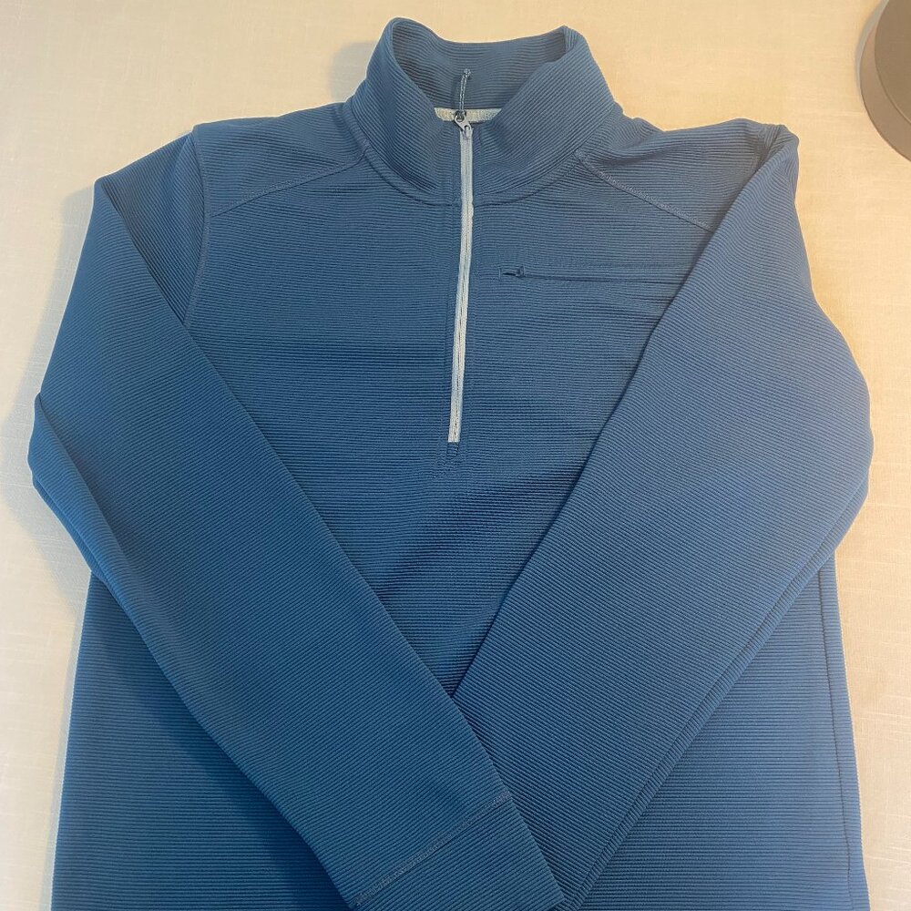 🏔️ L.L. Bean Men’s Adventure Grid Fleece Quarter-Zip – Blue – Size Small